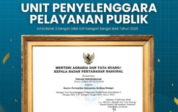 Kantor Pertanahan Kabupaten Serdang Bedagai Raihnya Piagam Penghargaan Sebagai Unit Penyelenggara Pelayanan Publik Zona Barat 3