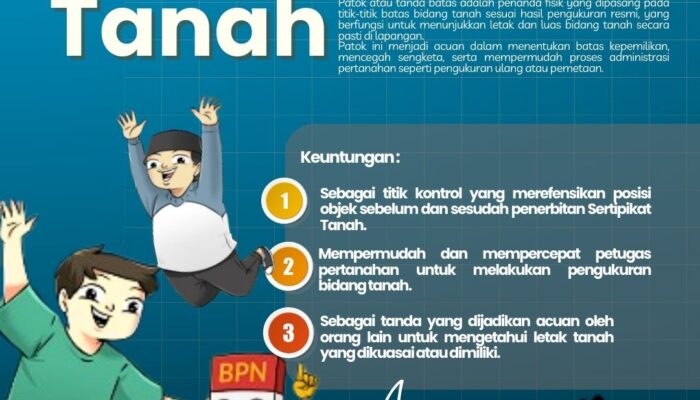 Patok Atau Tanda Batas Adalah Penanda Fisik Yang Dipasang Pada Titik-Titik Batas Bidang Tanah Sesuai Dengan Hasil Pengukuran Resmi.