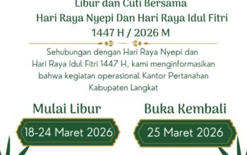 Kantah Langkat Umumkan Jadwal Libur dan Cuti Bersama Nyepi Dan Idul Fitri 1447 H