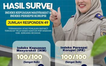 Survey Kepuasan Masyarakat Akan Pelayanan Kantor Pertanahan Kabupaten Serdang Bedagai Pada Bulan Maret
