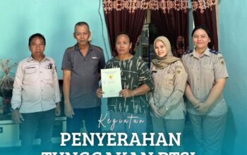 Kantor Pertanahan Kabupaten Serdang Bedagai Melaksanakan Kegiatan Penyerahan Tunggakan Sertipikat Program PTSL di Beberapa Desa.