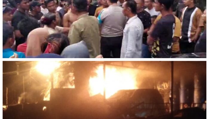 Aksi Massa di Rantau Kopar, Rohil : Gudang Diduga Milik Bandar Narkoba Dibakar Warga
