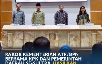 Rakor ATR/BPN, KPK, dan Pemda Se-Sultra Perkuat Pencegahan Korupsi dan Dorong Ekonomi Daerah