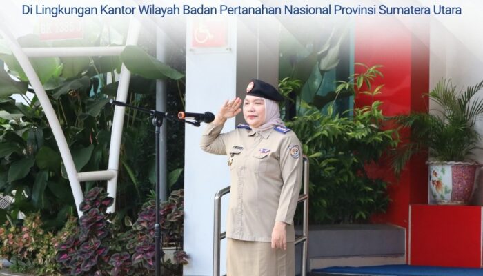 Erni Aprida Hasibuan Sebagai Pembina Saat Apel Pagi di Kantor Wilayah Badan Pertanahan Nasional Provinsi Sumatera Utara