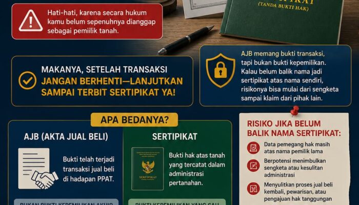 Masih Pegang AJB Tapi Belum Balik Nama Sertipikat? Masyarakat Perlu Memahami Risikonya