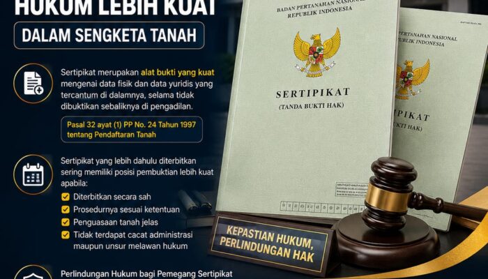 SERTIPIKAT TERBIT LEBIH DULU DIANGGAP LEBIH KUAT? INI PENJELASAN HUKUM PERTANAHAN