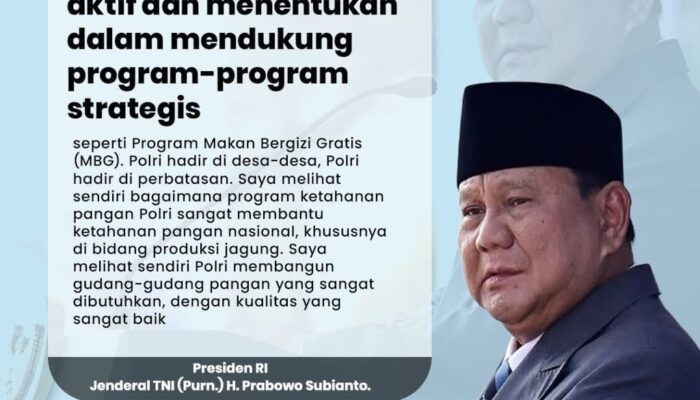 Presiden Prabowo: Polri Jadi Pilar Strategis Penggerak Program Makan Bergizi Gratis dan Pembangunan Nasional